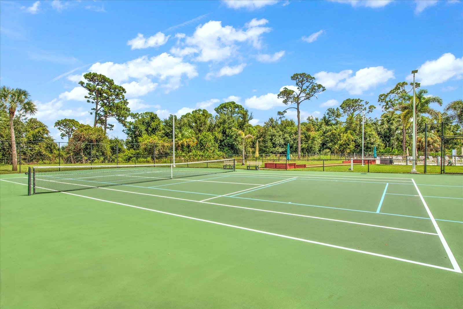 The community tennis and pickleball court